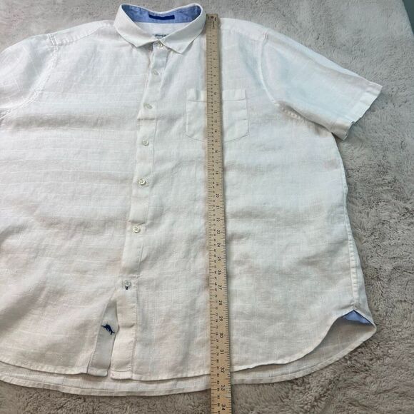Tommy Bahama Button Up Shirt White Linen Casual Mens 3XL Short Sleeve Hawaiian - Picture 7 of 9